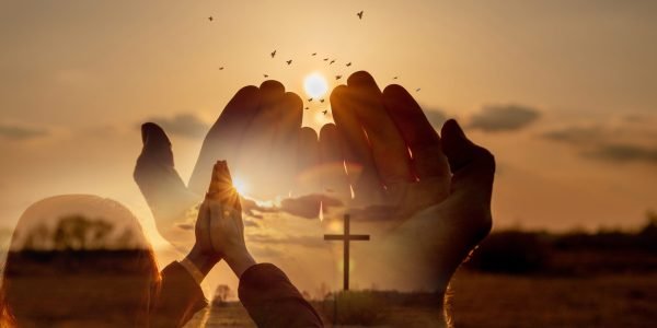 Prayer hope and spiritual enlightenment concept